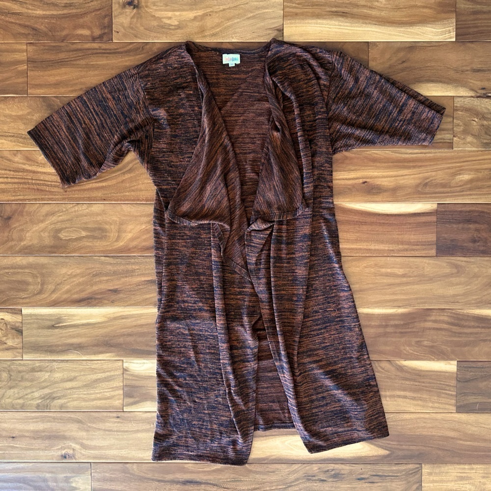 LuLaRoe Orange and Black Heathered Shirley Sweater size Small